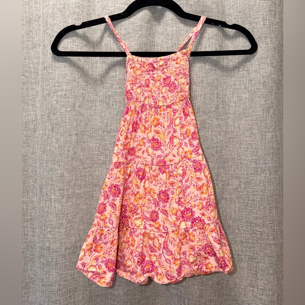 Old Navy Pink and Yellow Floral Smocked Dress 3T